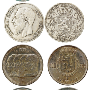 Zilveren 5 frank, 50 frank, 100 frank, 250 frank Belgie